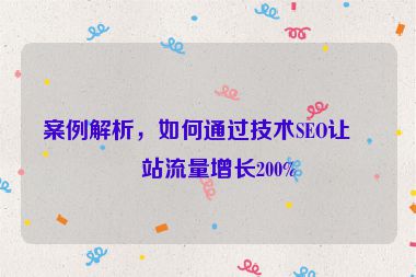 案例解析，如何通過技術(shù)SEO讓網(wǎng)站流量增長200%