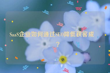 SaaS企業(yè)如何通過SEO降低獲客成本？