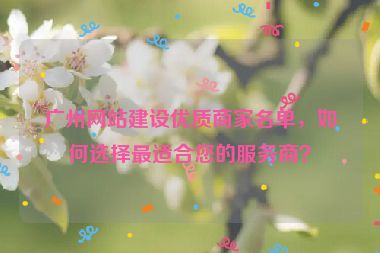 廣州網(wǎng)站建設(shè)優(yōu)質(zhì)商家名單，如何選擇最適合您的服務(wù)商？
