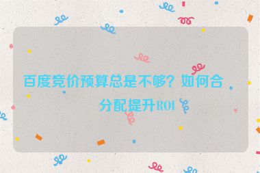 百度競價預(yù)算總是不夠？如何合理分配提升ROI