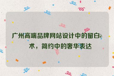廣州高端品牌網(wǎng)站設計中的留白藝術，簡約中的奢華表達