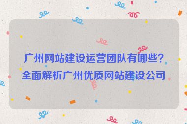 廣州網(wǎng)站建設(shè)運(yùn)營團(tuán)隊(duì)有哪些？全面解析廣州優(yōu)質(zhì)網(wǎng)站建設(shè)公司