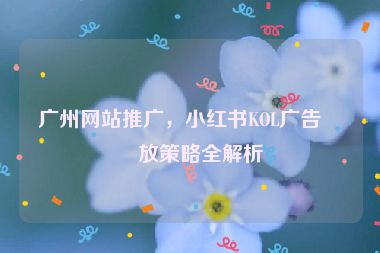 廣州網(wǎng)站推廣，小紅書KOL廣告投放策略全解析