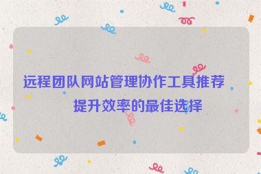 遠(yuǎn)程團(tuán)隊(duì)網(wǎng)站管理協(xié)作工具推薦，提升效率的最佳選擇
