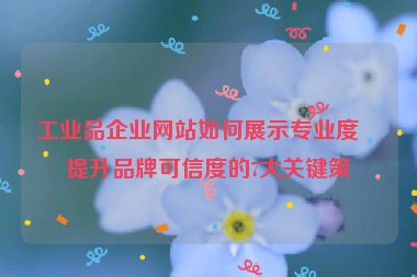 工業(yè)品企業(yè)網站如何展示專業(yè)度？提升品牌可信度的7大關鍵策略