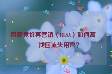 百度競(jìng)價(jià)再營(yíng)銷（RLSA）如何高效找回流失用戶？