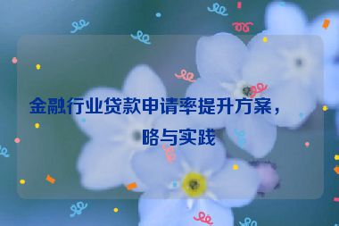 金融行業(yè)貸款申請(qǐng)率提升方案，策略與實(shí)踐