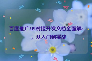 百度推廣API對接開發(fā)文檔全面解讀，從入門到實(shí)戰(zhàn)