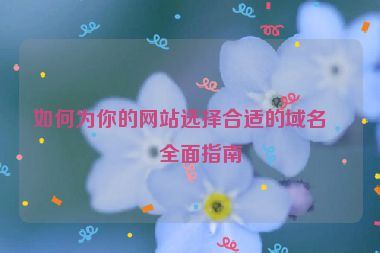 如何為你的網(wǎng)站選擇合適的域名，全面指南