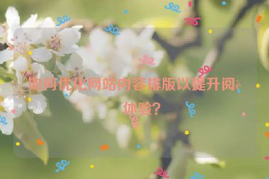 如何優(yōu)化網(wǎng)站內(nèi)容排版以提升閱讀體驗(yàn)？