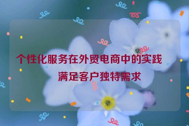 個(gè)性化服務(wù)在外貿(mào)電商中的實(shí)踐，滿足客戶獨(dú)特需求