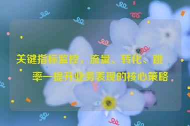 關(guān)鍵指標(biāo)監(jiān)控，流量、轉(zhuǎn)化、跳出率—提升業(yè)務(wù)表現(xiàn)的核心策略