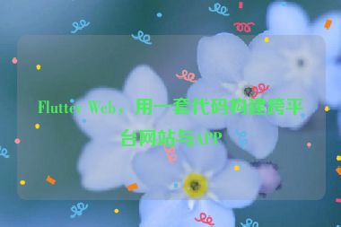 Flutter Web，用一套代碼構(gòu)建跨平臺網(wǎng)站與APP