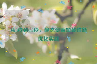 從3秒到0.5秒，靜態(tài)資源加載性能優(yōu)化實戰(zhàn)