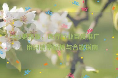 2024更新版，醫(yī)療行業(yè)百度推廣禁用詞清單解析與合規(guī)指南