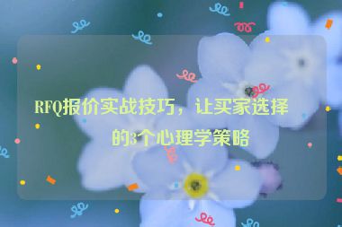 RFQ報(bào)價(jià)實(shí)戰(zhàn)技巧，讓買家選擇你的3個(gè)心理學(xué)策略