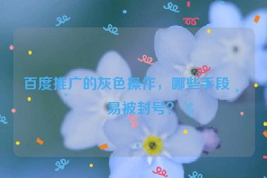 百度推廣的灰色操作，哪些手段容易被封號？