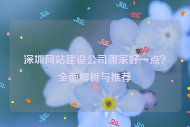 深圳網(wǎng)站建設(shè)公司哪家好一點(diǎn)？全面解析與推薦