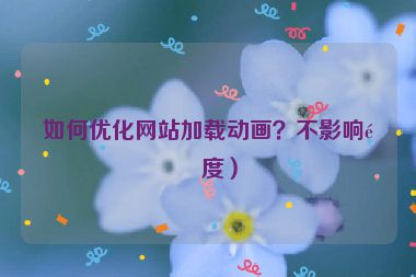 如何優(yōu)化網(wǎng)站加載動(dòng)畫？不影響速度）