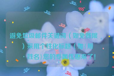 避免垃圾郵件關(guān)鍵詞（如免費(fèi)限時(shí)）采用個(gè)性化標(biāo)題（如{用戶姓名}您的專屬優(yōu)惠來了！
