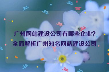 廣州網(wǎng)站建設(shè)公司有哪些企業(yè)？全面解析廣州知名網(wǎng)站建設(shè)公司