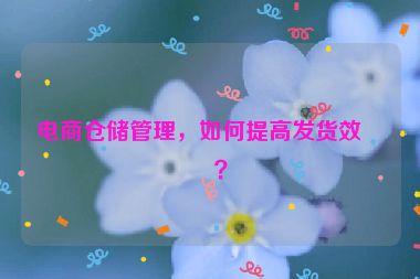 電商倉儲管理，如何提高發(fā)貨效率？
