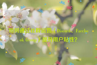 如何通過社群運(yùn)營（Discord、Facebook Group）提升用戶粘性？
