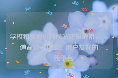 學(xué)校和教育機(jī)構(gòu)網(wǎng)站建設(shè)指南，打造高效、安全、用戶友好的在線平臺(tái)