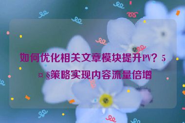 如何優(yōu)化相關(guān)文章模塊提升PV？5大策略實(shí)現(xiàn)內(nèi)容流量倍增