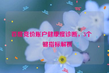 百度競價賬戶健康度診斷，5個關(guān)鍵指標解析