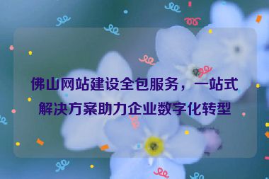 佛山網站建設全包服務，一站式解決方案助力企業(yè)數字化轉型