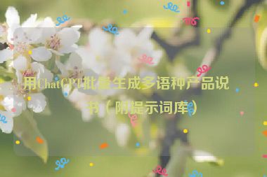 用ChatGPT批量生成多語種產(chǎn)品說明書（附提示詞庫）