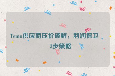 Temu供應(yīng)商壓價破解，利潤保衛(wèi)戰(zhàn)3步策略